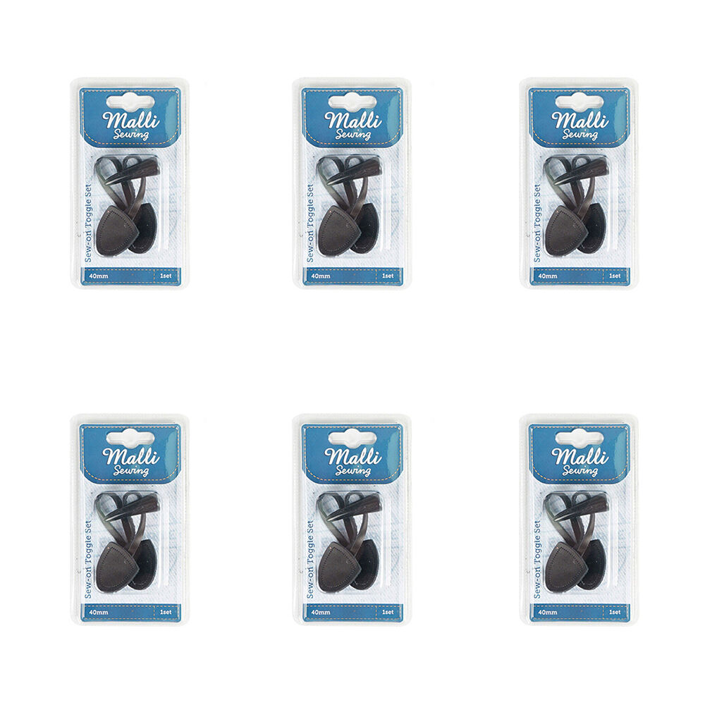 6PK Malli Sew-On Toggle Fastener Fabric Fastener 1-Set 40mm - Assorted