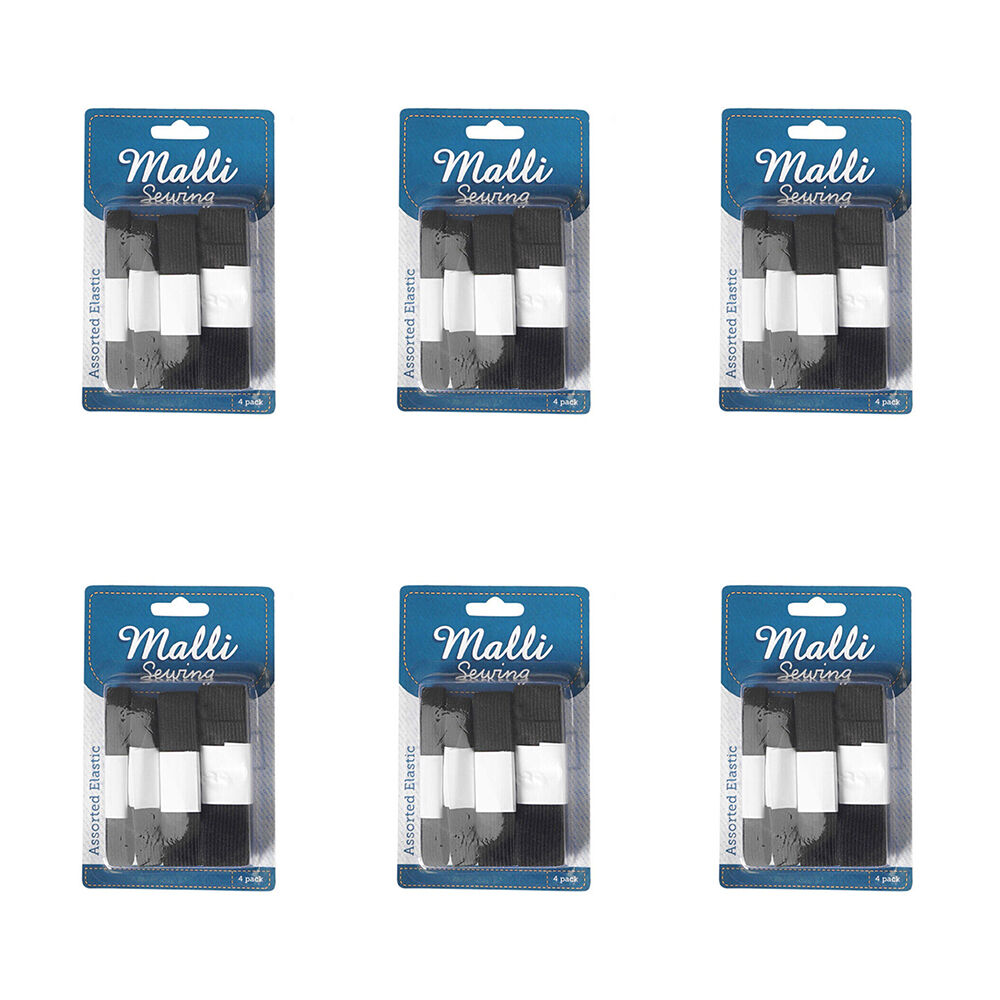 6x 4pc Malli Sewing Elastic Flexible Sewing Bands - Assorted Sizes