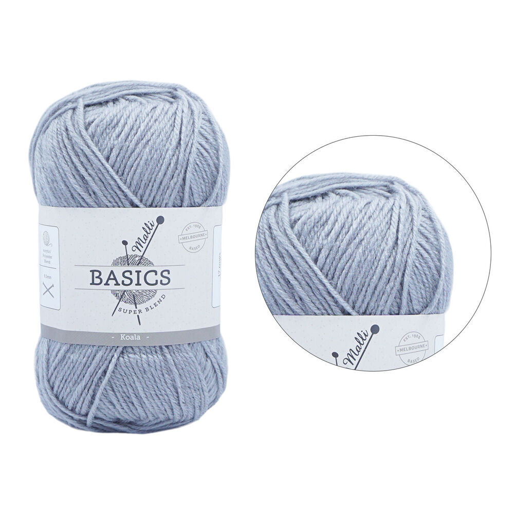 10PK Malli Super Blend Basic Crochet Knitting Yarn 8ply 100g 16x9cm Koala