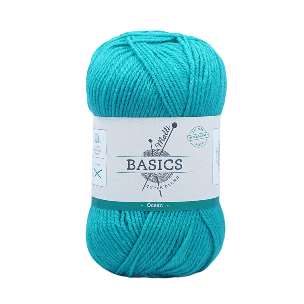 10PK Malli Super Blend Basic Crochet Knitting Yarn 8ply 100g 16x9cm Ocean