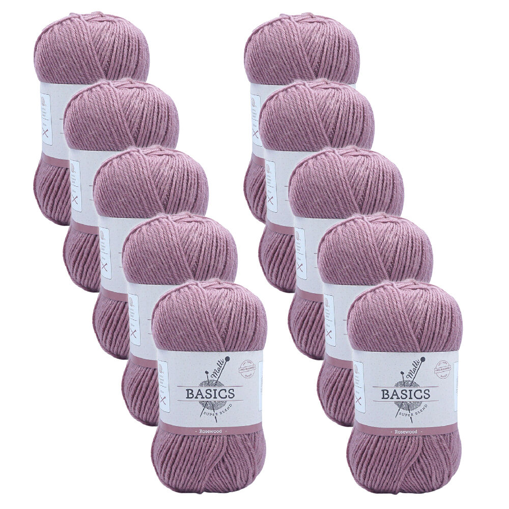 10PK Malli Super Blend Basic Crochet Knitting Yarn 8ply 100g 16x9cm Rosewood