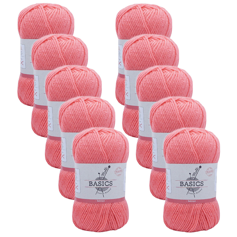 10PK Malli Super Blend Basic Crochet Knitting Yarn 8ply 100g 16x9cm Salmon