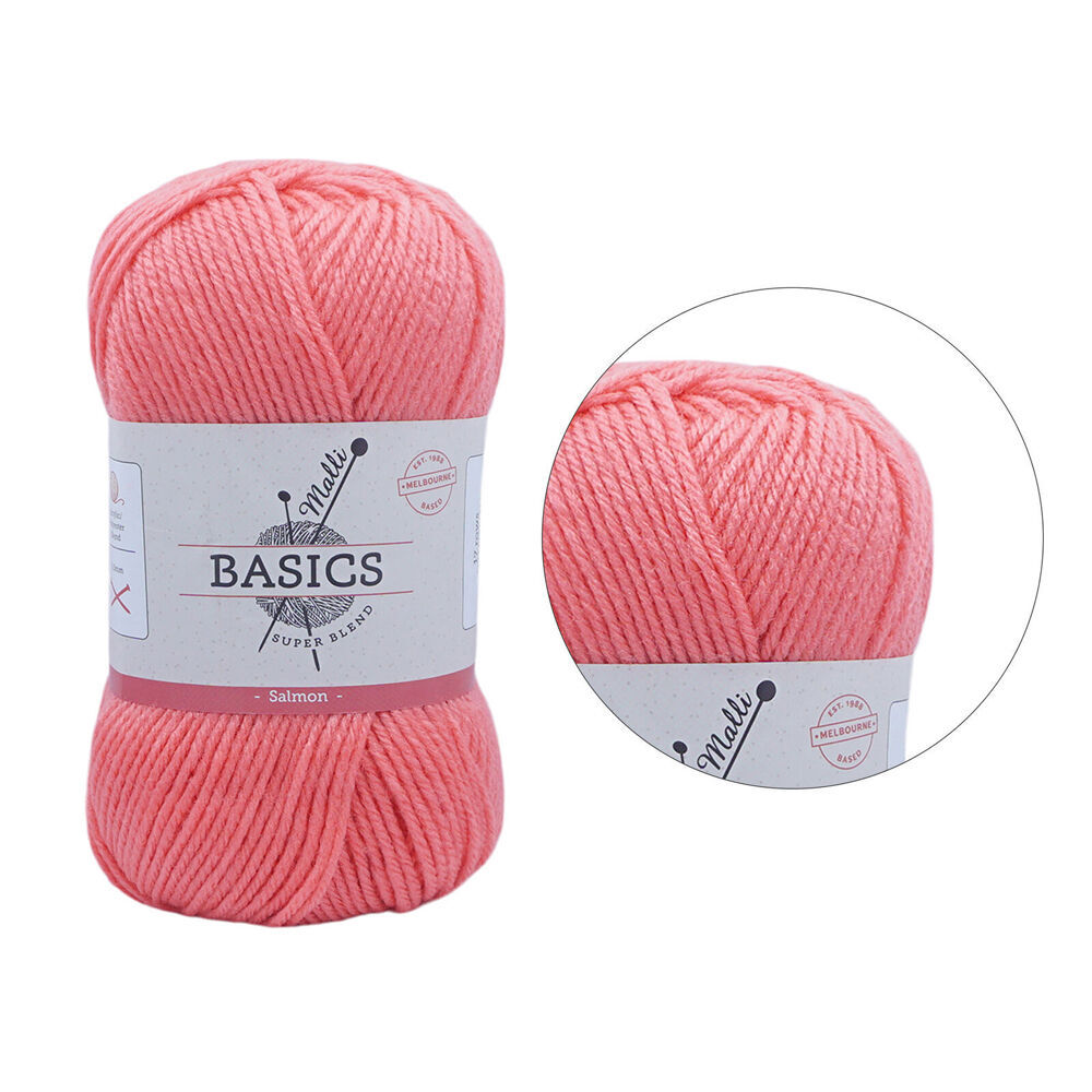 10PK Malli Super Blend Basic Crochet Knitting Yarn 8ply 100g 16x9cm Salmon