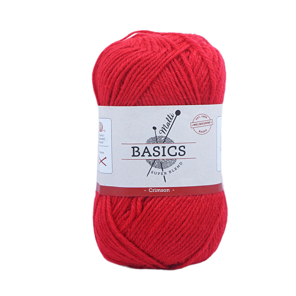 10PK Malli Super Blend Basic Crochet Knitting Yarn 8ply 100g 16x9cm Crimson