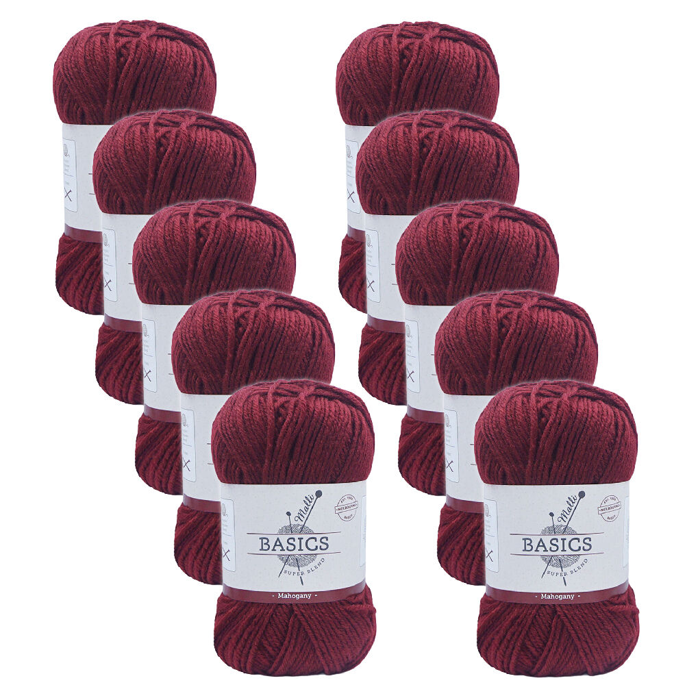 10PK Malli Super Blend Basic Crochet Knitting Yarn 8ply 100g 16x9cm Mahogany