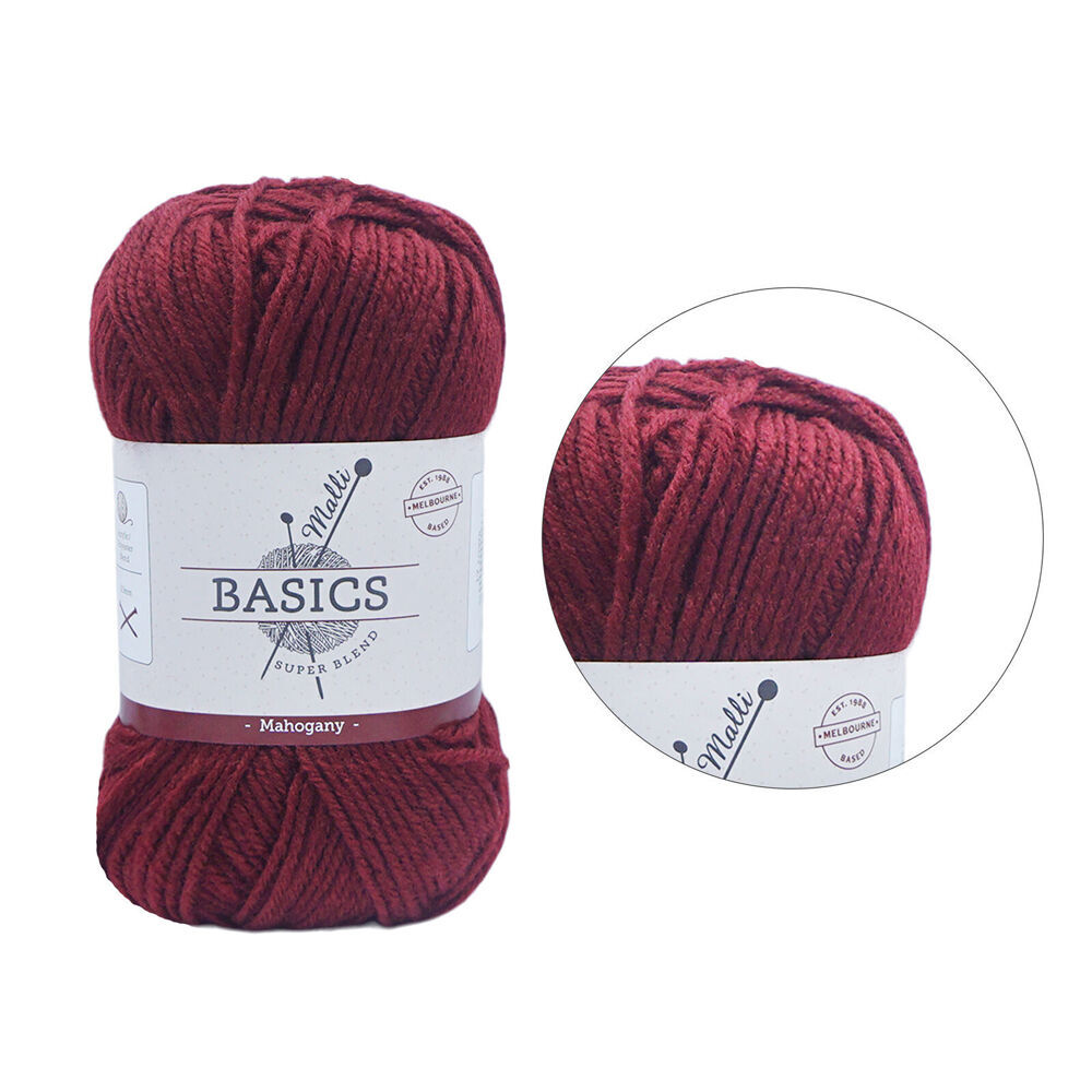 10PK Malli Super Blend Basic Crochet Knitting Yarn 8ply 100g 16x9cm Mahogany