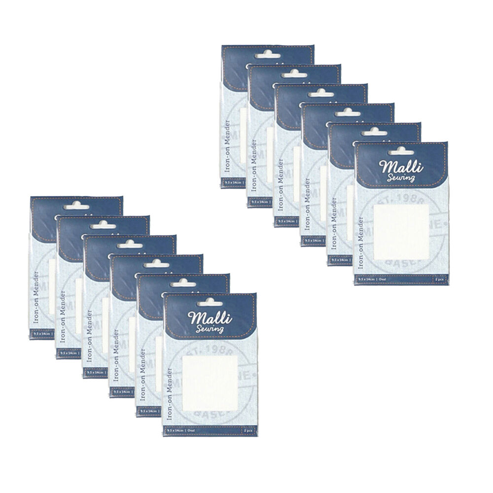 12PK Malli Sewing  Iron-On Mender Fabric Patch Black/White Asstd