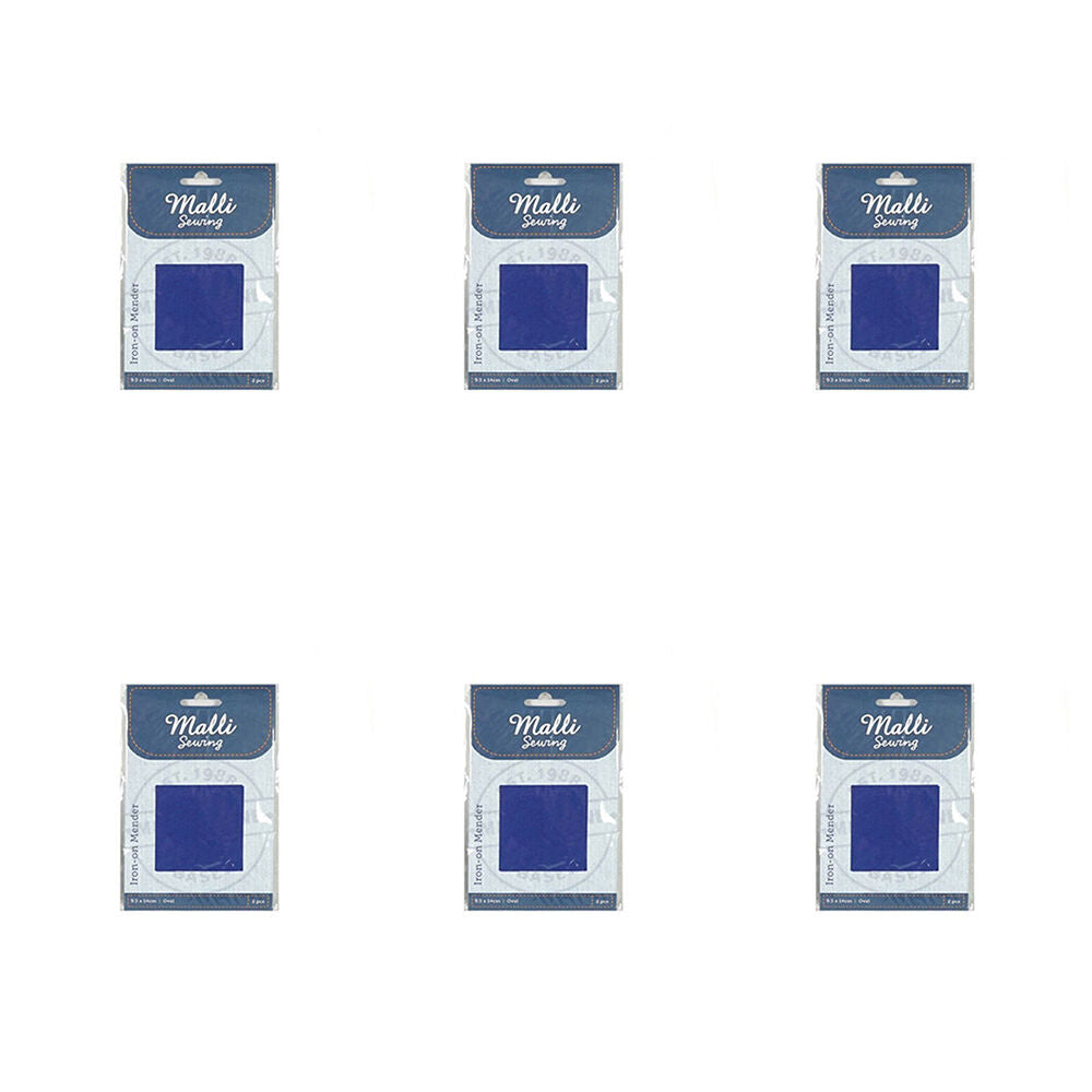 6PK Malli Sewing  Iron-On Mender Fabric Patch Coloured Assorted