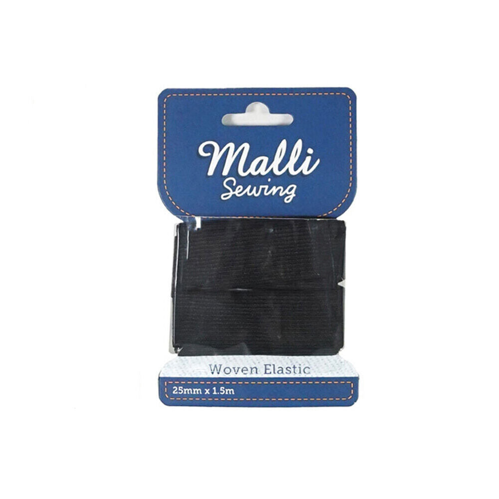 12PK Malli Sewing Soft Elastic Band Cord 25mm x 1.5M - Assorted