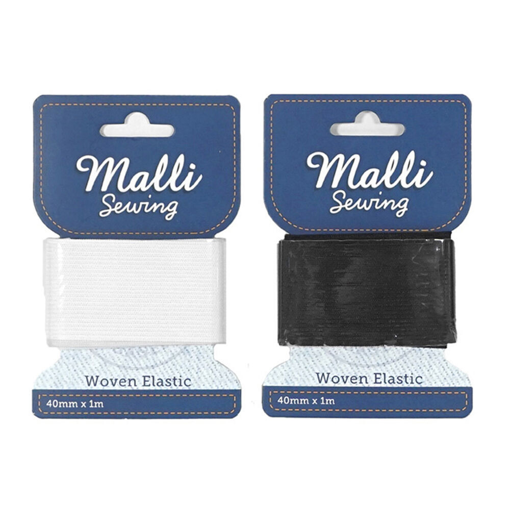 12PK Malli Sewing Soft Elastic Band Cord 40mm x 1M - Assorted