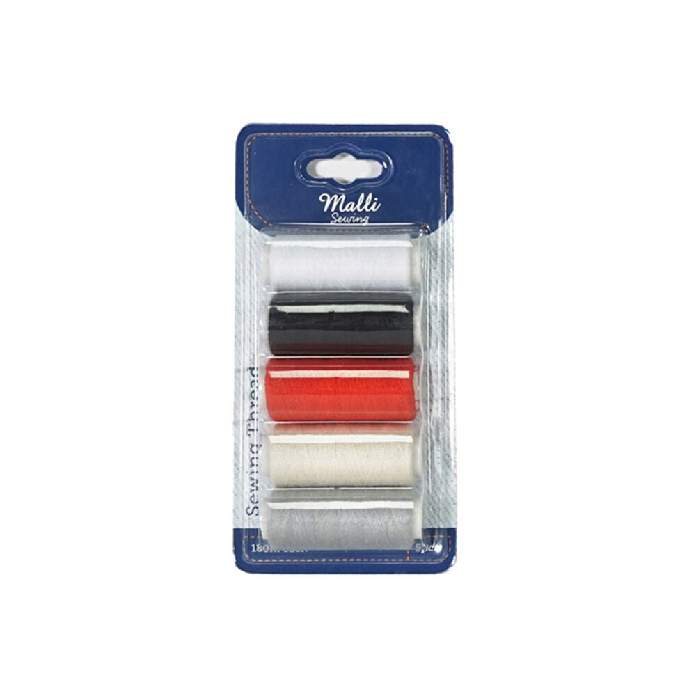 12x 5pc Malli 180M DIY Sewing Thread Spools - Basic Colours