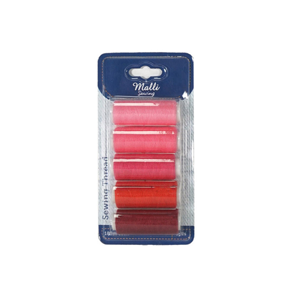 6x 5pc Malli 180M Plastic Spool Sewing DIY Garment Thread Pink Shades