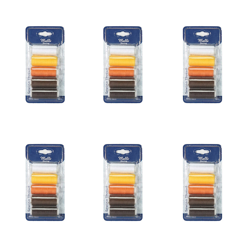 6x 5pc Malli 180M Plastic Spool Sewing DIY Garment Thread Warm Shades