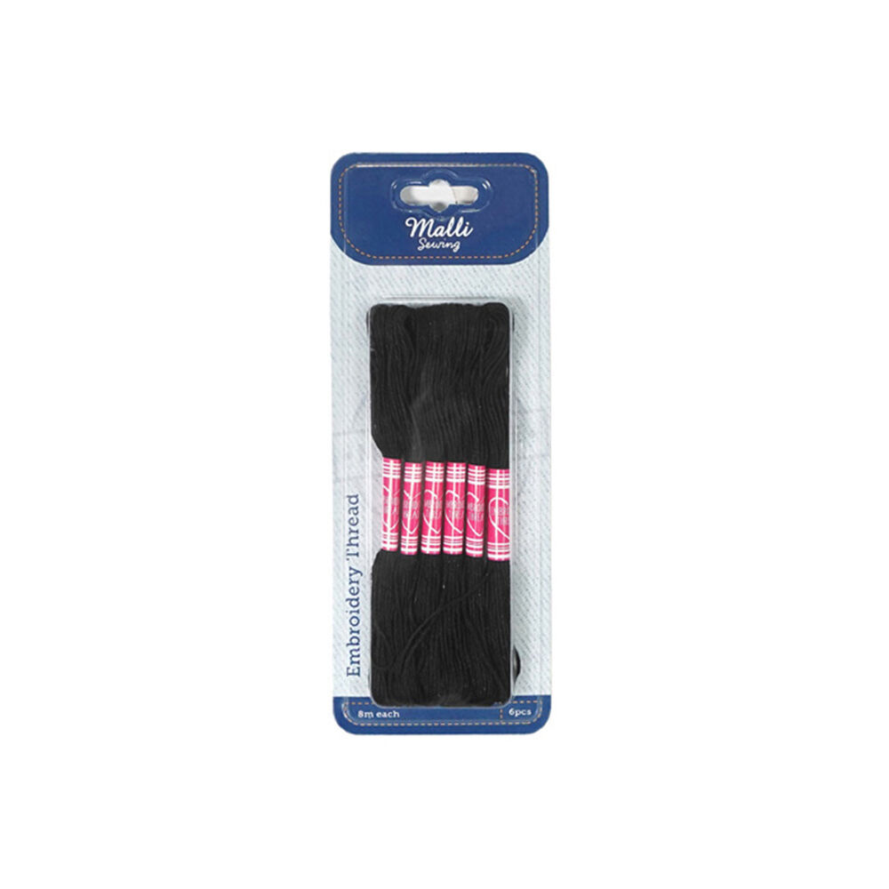 6x 6pc Malli 8M  Sewing Embroidery Cross-Stitch Thread Black