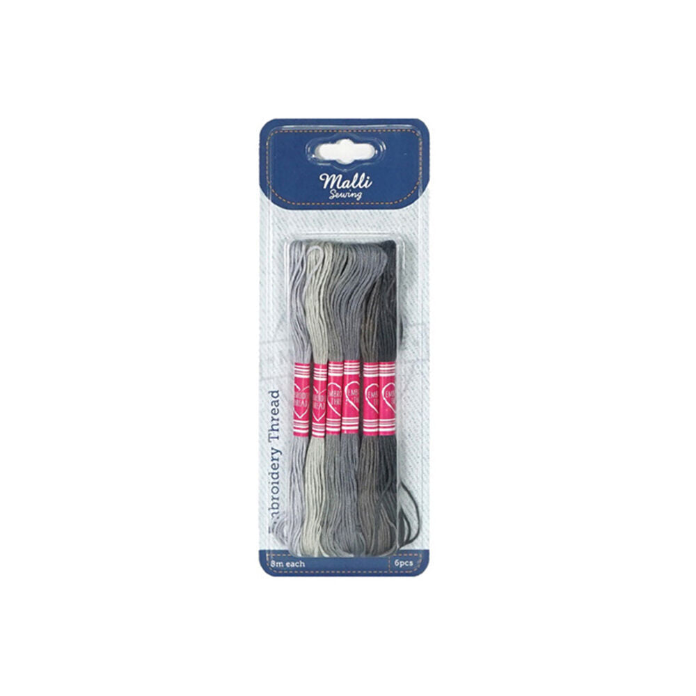 12x 6pc Malli 8M  Sewing Embroidery Cross-Stitch Thread Grey