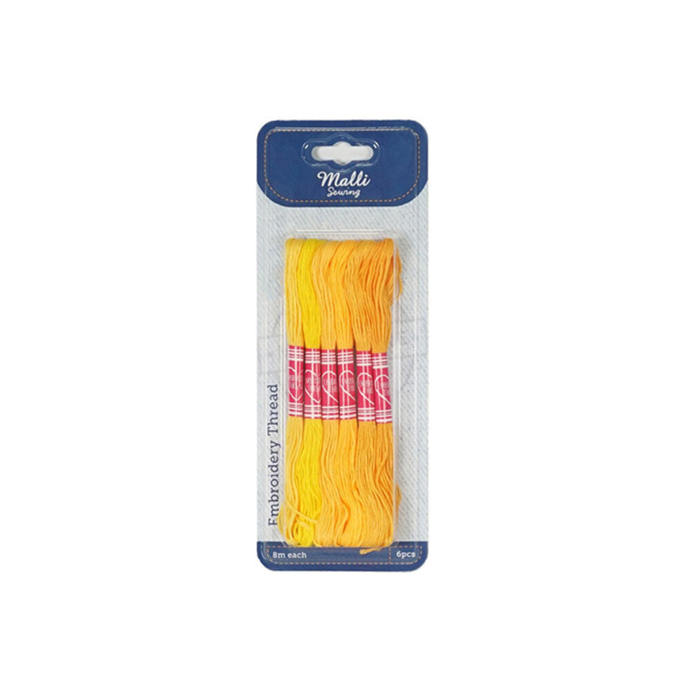 12x 6pc Malli 8M  Sewing Embroidery Cross-Stitch Thread Yellow