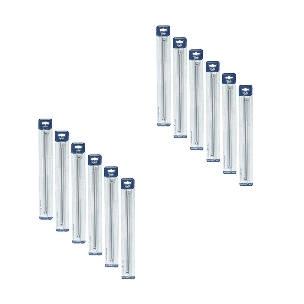 12PK Malli Aluminium/Plastic Knitting Needles 6mmx35cm - Grey