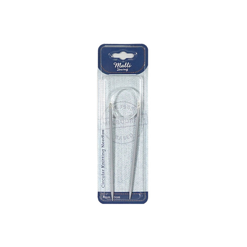 6PK Malli Aluminium/Plastic Circular Knitting Needles 4mm - Grey