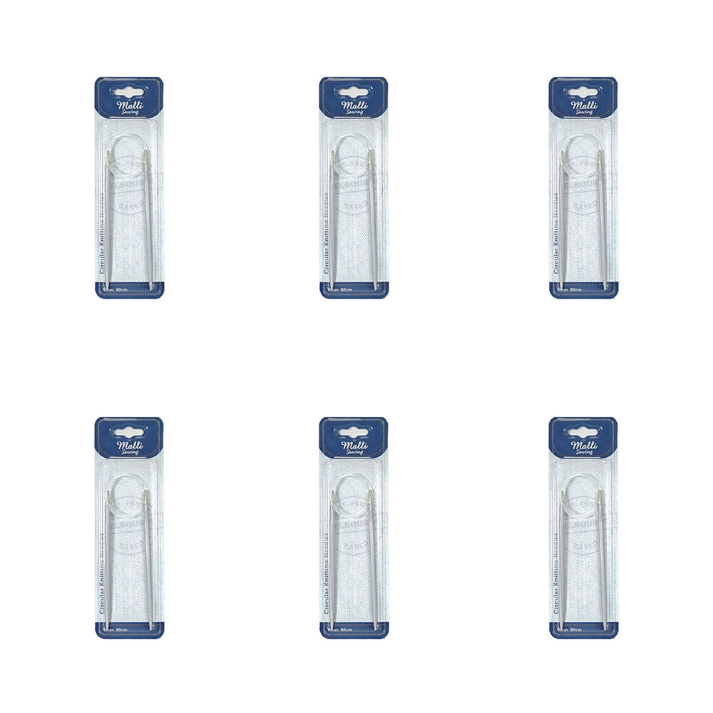 6PK Malli Aluminium/Plastic Circular Knitting Needles 6mm - Grey