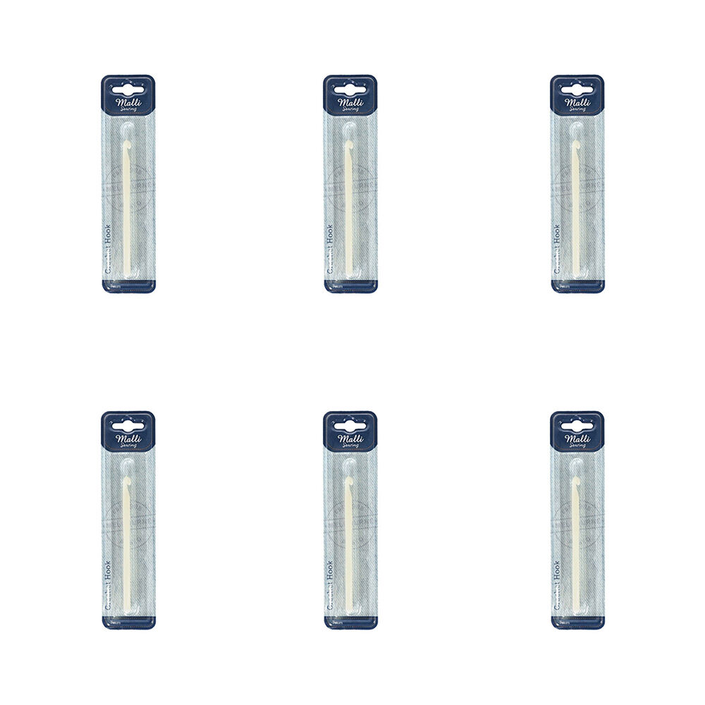 6PK Malli Plastic Crochet Hook/Needle Yarn Crafting Tool 7mm - White