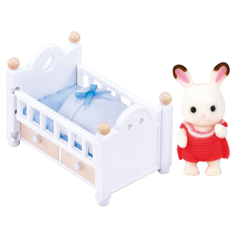 2pc Sylvanian Families Chocolate Rabbit Baby Set w/ Crib Kids Toy  3y+