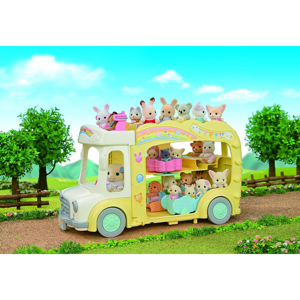 Sylvanian Families Rainbow Fun Nursery Bus Kids Miniature Toy Set 3y+