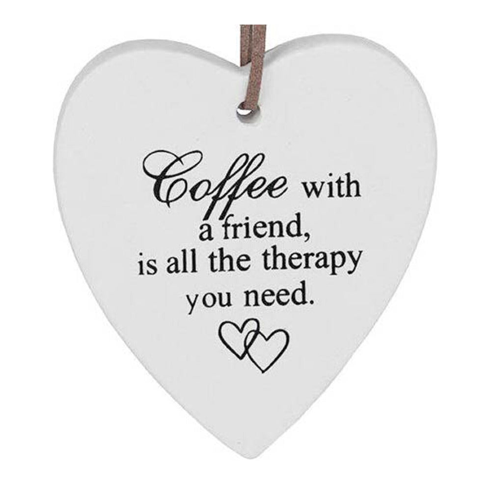 3PK LVD Ceramic Hanging 8x9cm Heart Coffee w/ Hanger Ornament Decor