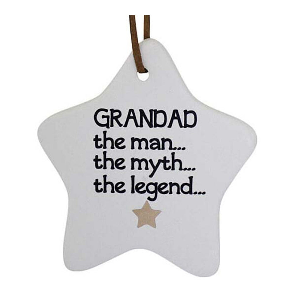 3PK LVD Ceramic Hanging 8x9cm Star Grandad w/ String Ornament Decor