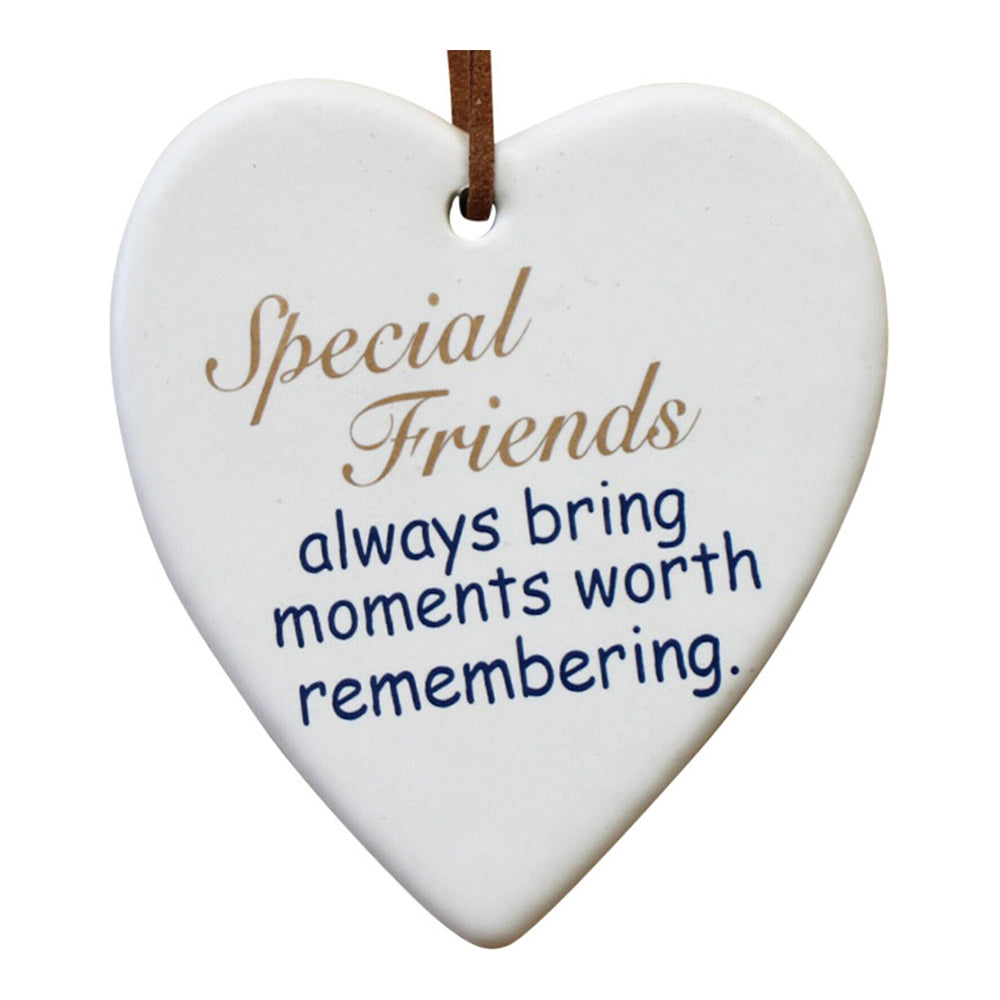 3PK LVD Ceramic Hanging 8x9cm Heart Special Friends w/ Hanger Ornament Decor