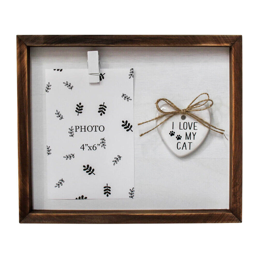 2PK LVD Wooden Glass Photo/Picture Natural Frame 25.5x3.5x21cm Love My Cat
