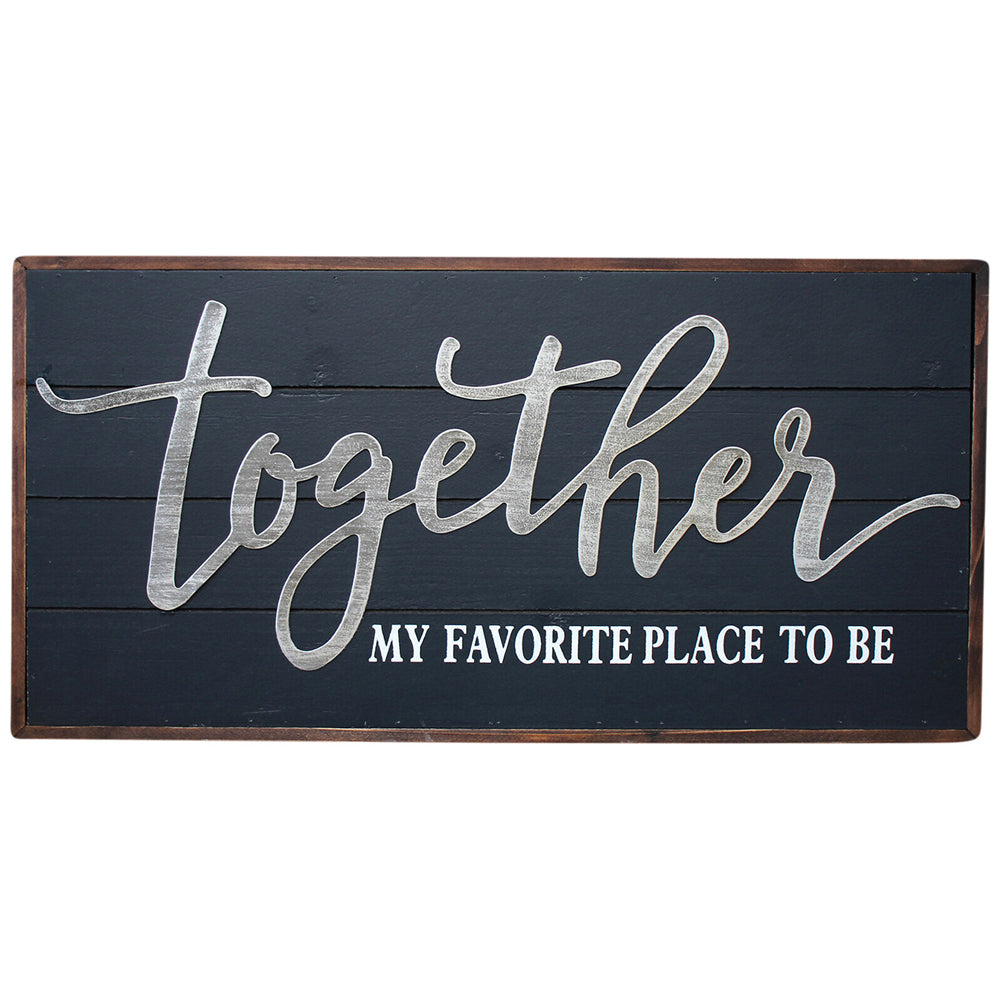 2PK LVD Wood/Metal Sign Together Home/Office Decor Black Large