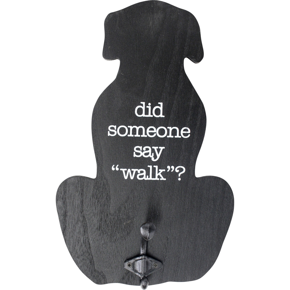 LVD 33cm MDF/Metal Hanging Sign Dog Walk Wall Hook Black