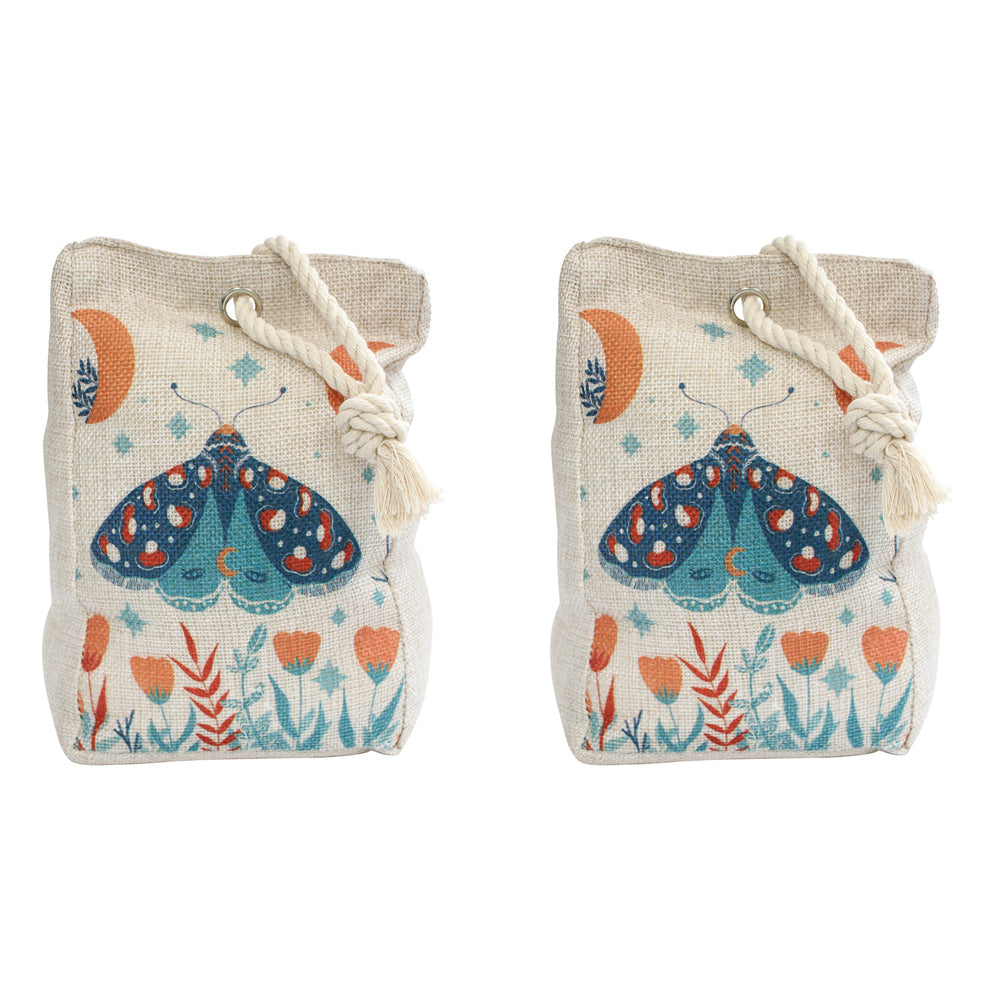 2PK LVD Vintage Moth 19cm Doorstop Weighted Door Stopper  - Beige