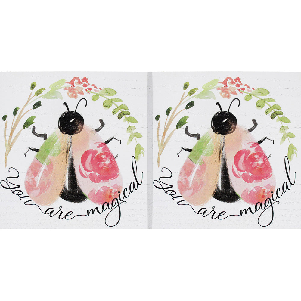 2PK LVD MDF 20cm You Are Magical Bee Sign Home Decor Square