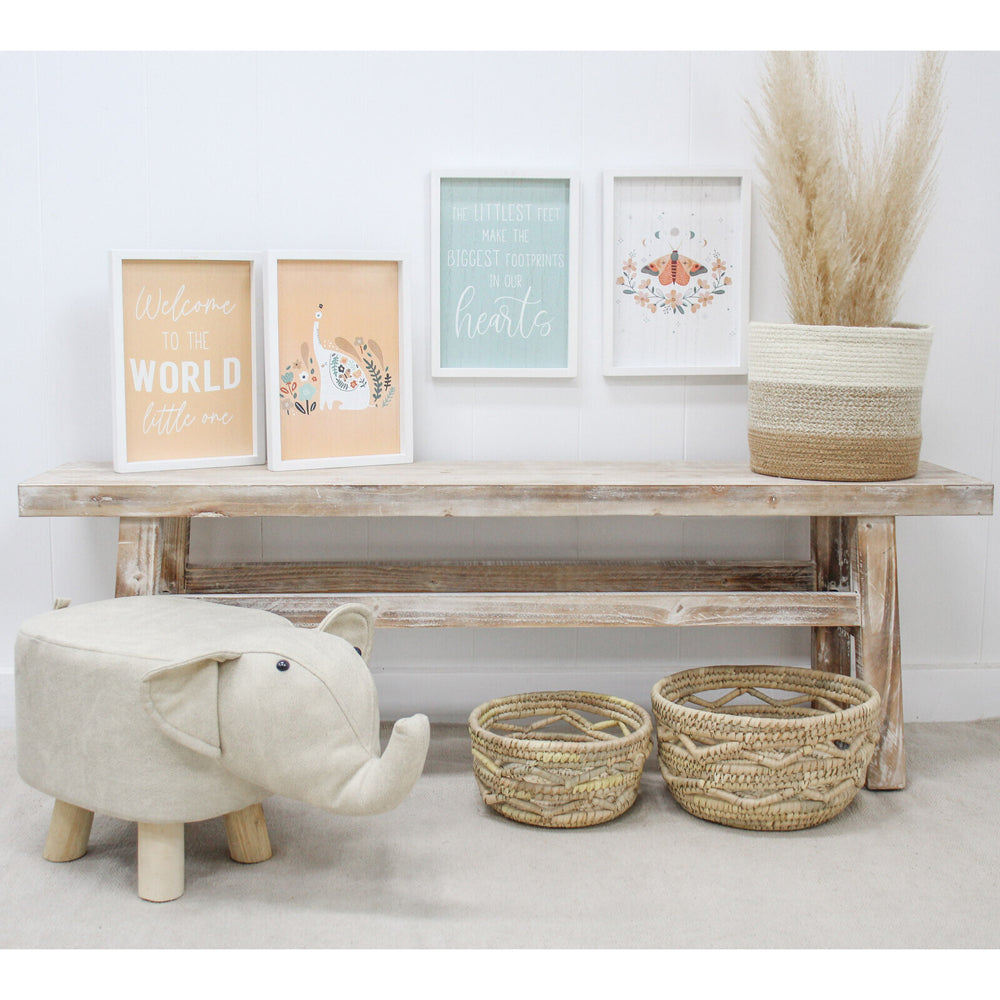 2pc LVD MDF 28cm Footprints Sign Kids Bedroom Decor Set - Green/White