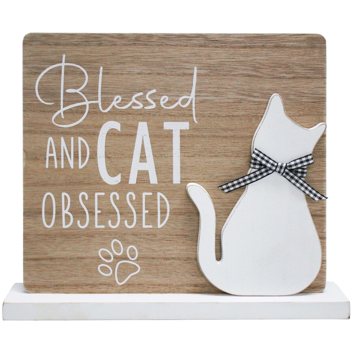 2PK LVD 25cm MDF Sign Blessed Cat Home/Room Decorative Display