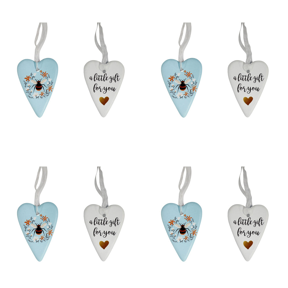 4PK LVD Ceramic/Leather 8cm Hanging Gift Bee Heart Home Decorative Ornament