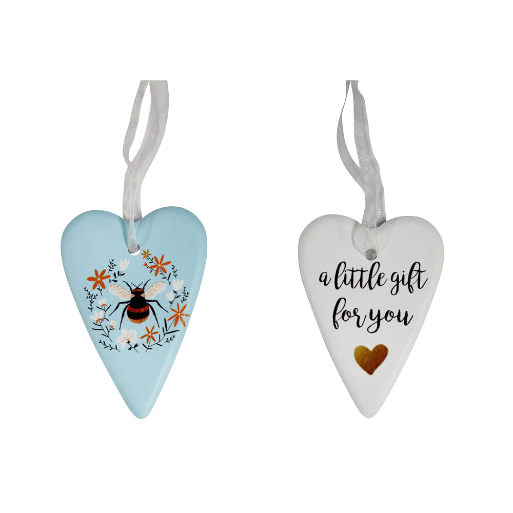 4PK LVD Ceramic/Leather 8cm Hanging Gift Bee Heart Home Decorative Ornament