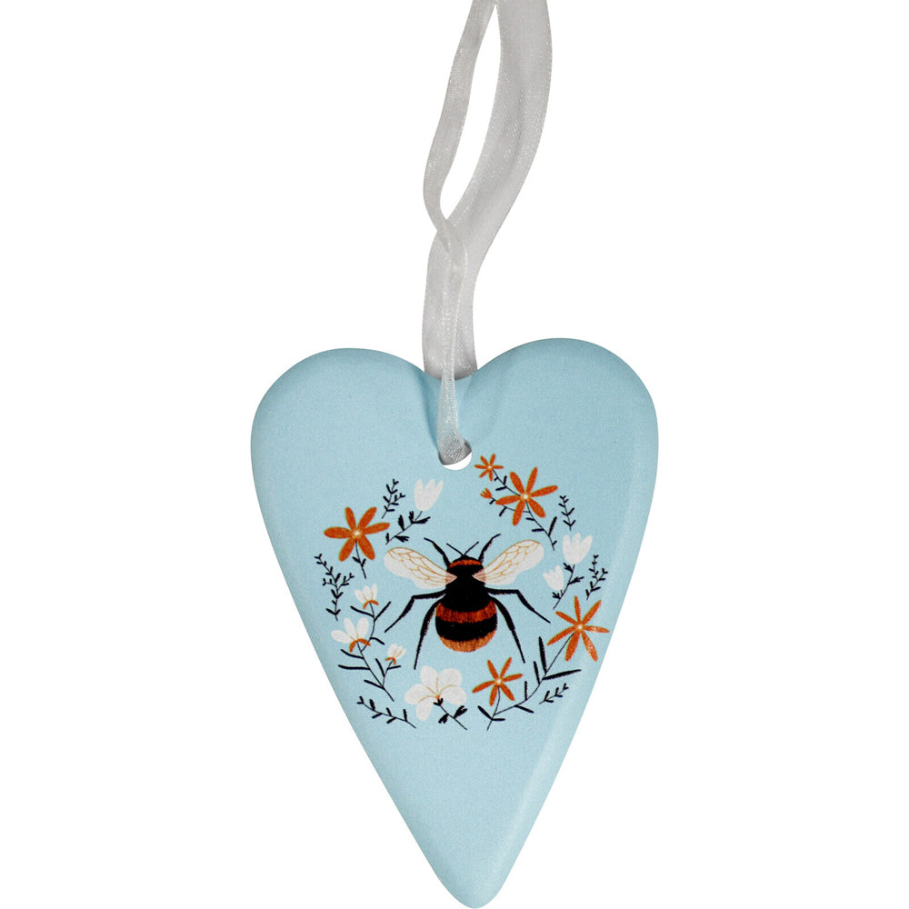 4PK LVD Ceramic/Leather 8cm Hanging Gift Bee Heart Home Decorative Ornament
