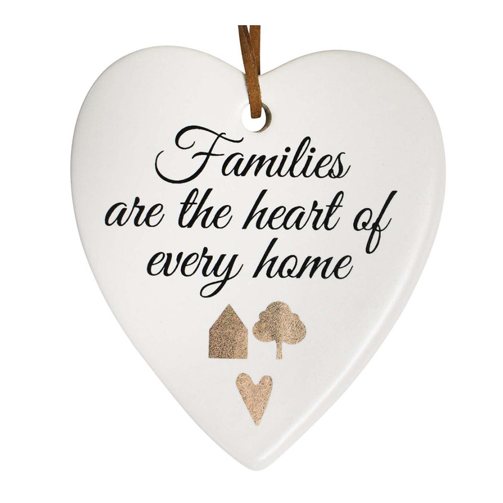 3PK LVD Ceramic Hanging 8x9cm Heart Families w/ Hanger Ornament Decor