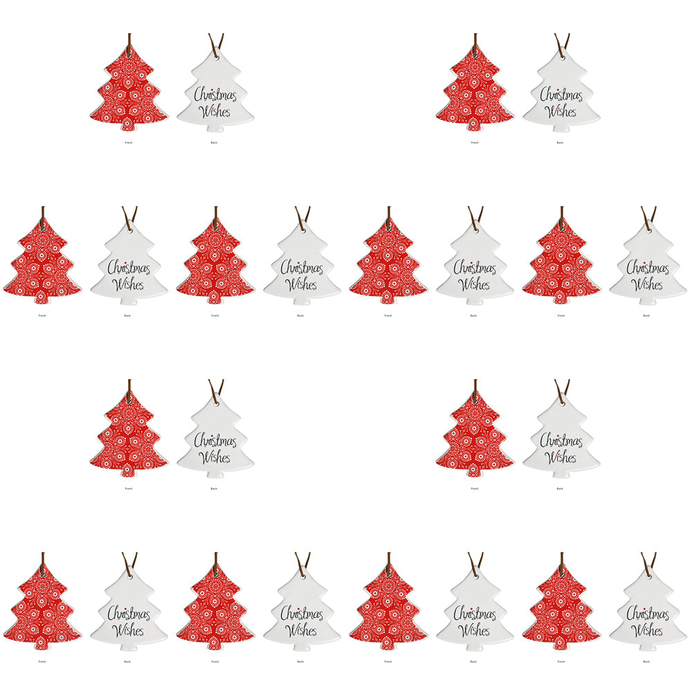 12PK LVD 8x9cm Tree Indigenous Home Hanging Decor - Red