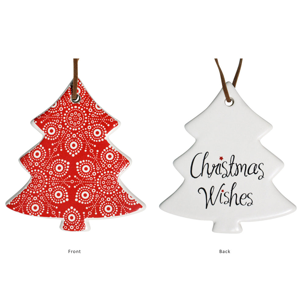 12PK LVD 8x9cm Tree Indigenous Home Hanging Decor - Red