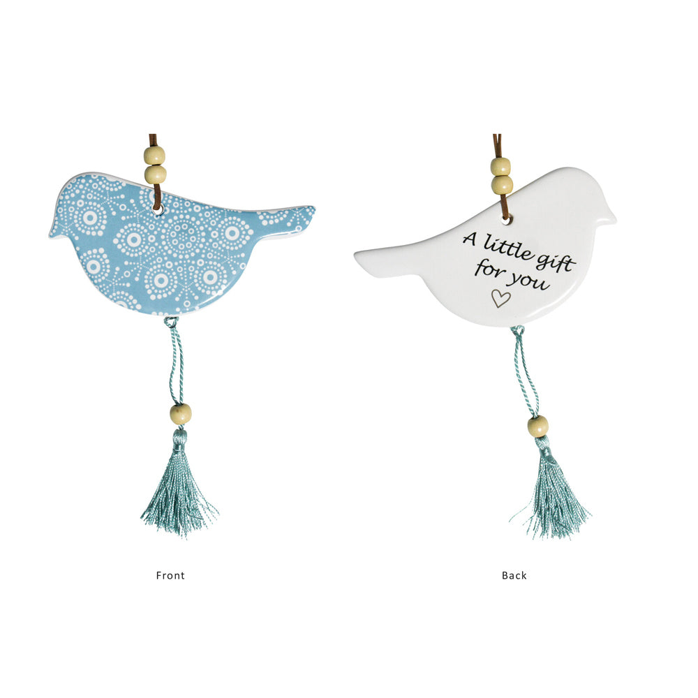 6PK LVD 12x8cm Bird Indigenous Home/Office Hanging Decor - Aqua
