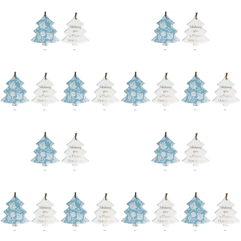 12PK LVD 8x9cm Ceramic Tree Aqua Fantasy Home Hanging Decor