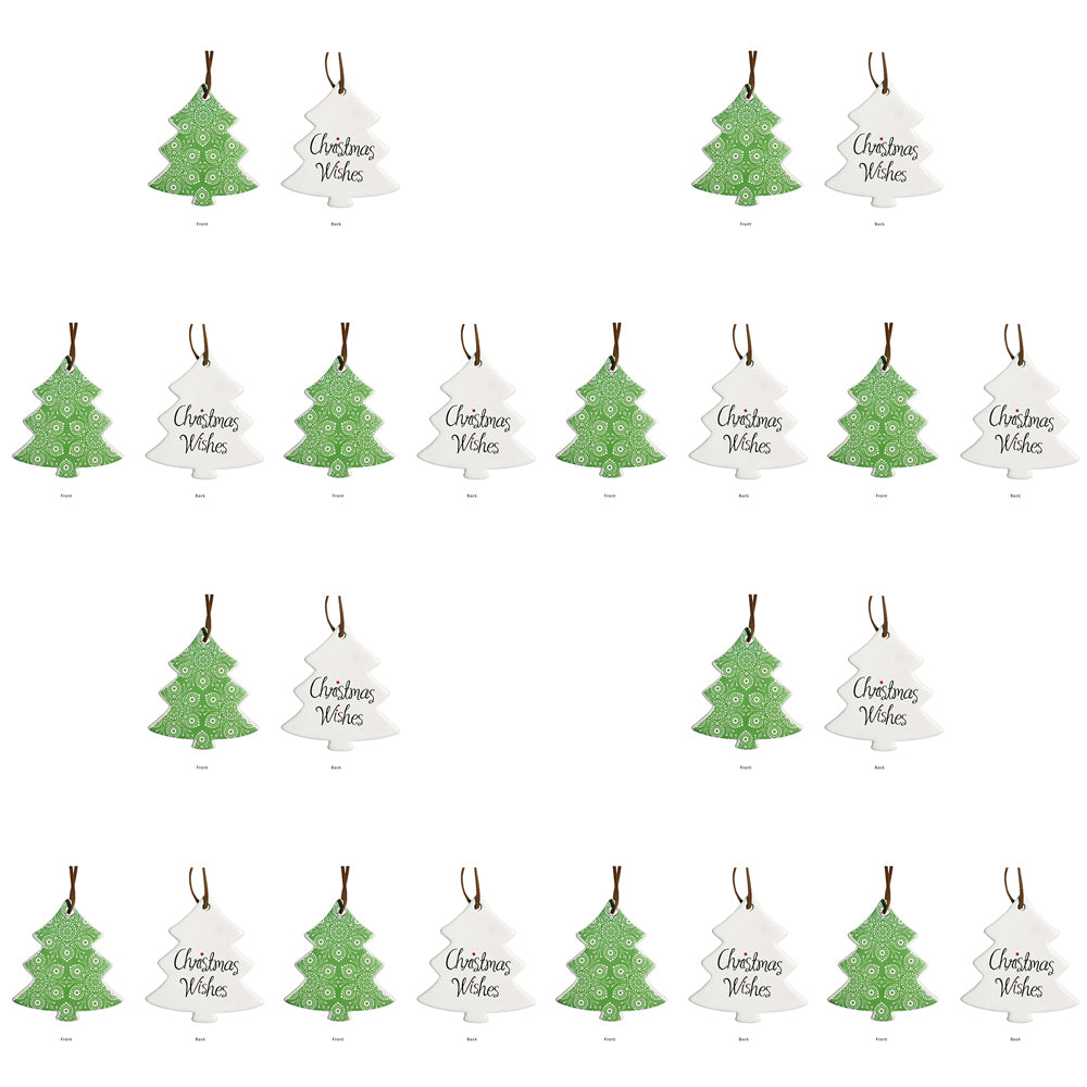12PK LVD 8x9cm Ceramic Tree Indigenous Home Christmas Decor - Green