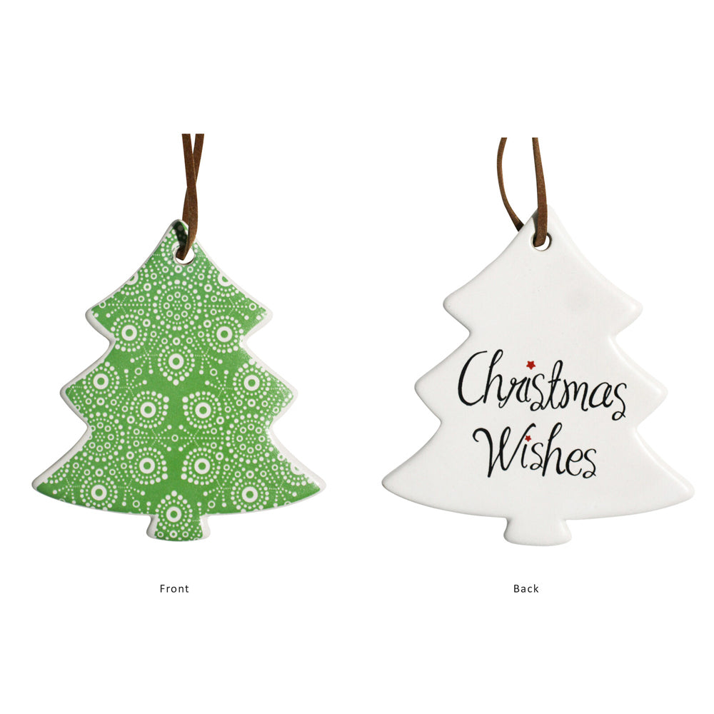 12PK LVD 8x9cm Ceramic Tree Indigenous Home Christmas Decor - Green
