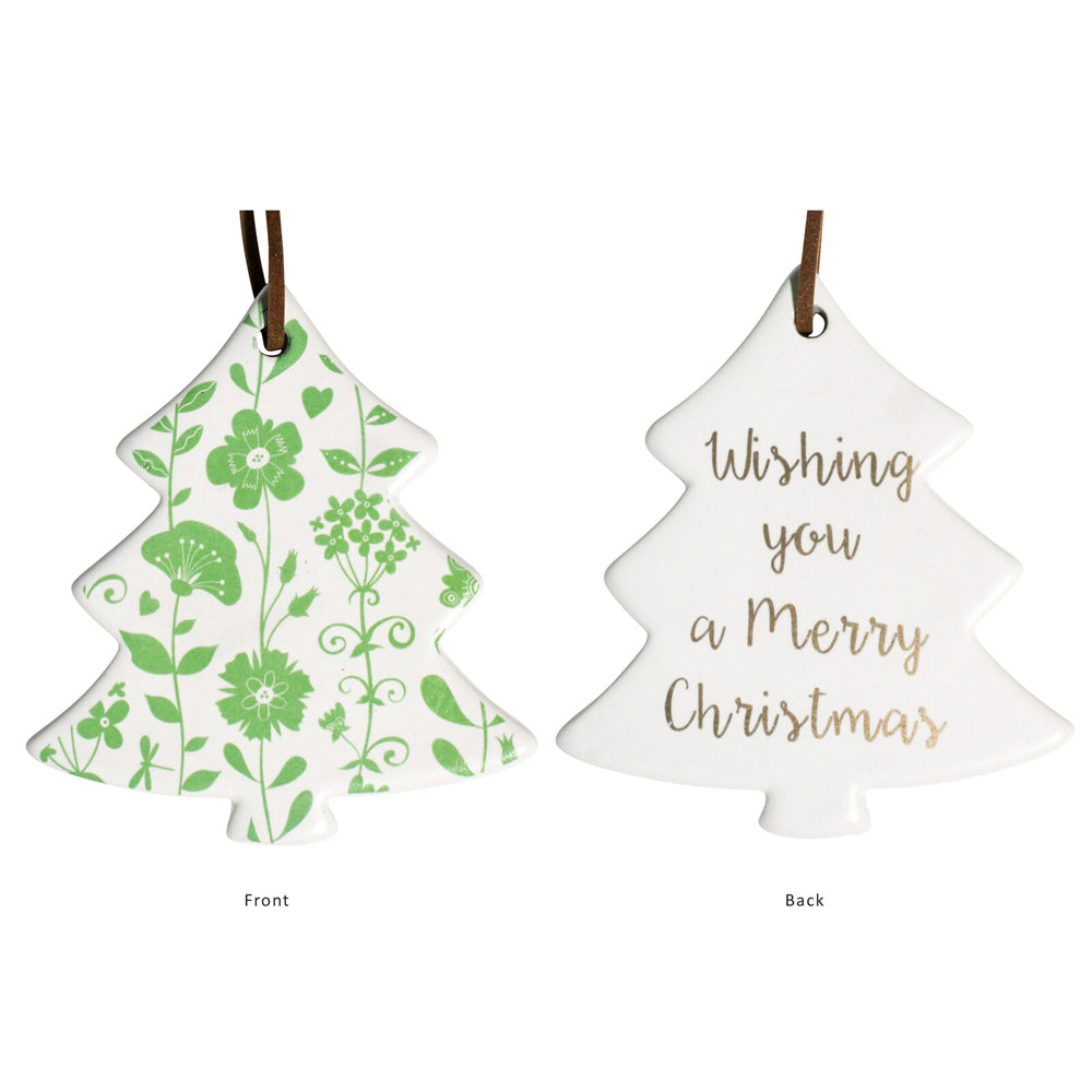 12PK LVD 8x9cm Ceramic Tree Floral Home Christmas Decor - Green