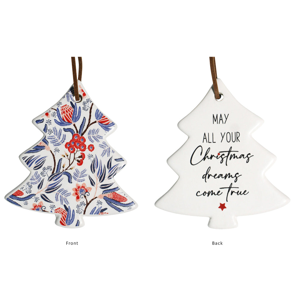 12PK LVD 8x9cm Ceramic Tree Native Home Xmas Hanging Decor