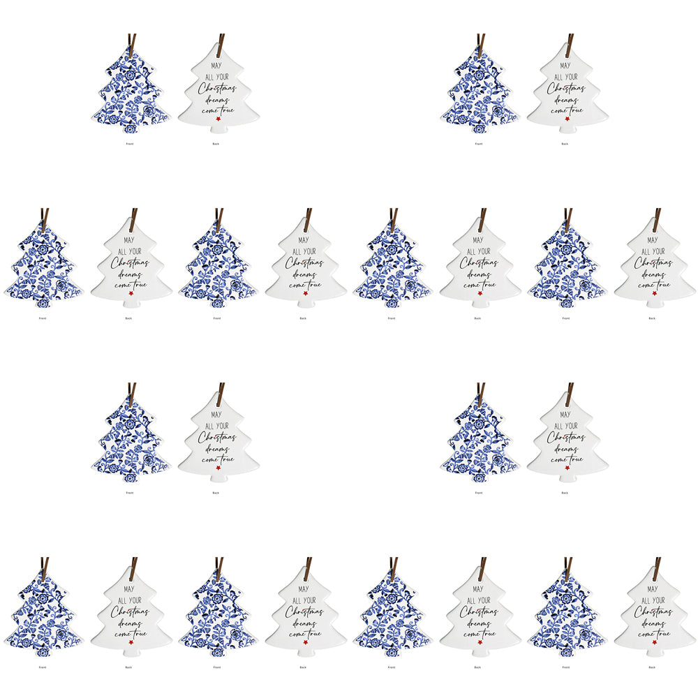 12PK LVD 8x9cm Ceramic Tree Hamptons Home Xmas Decor