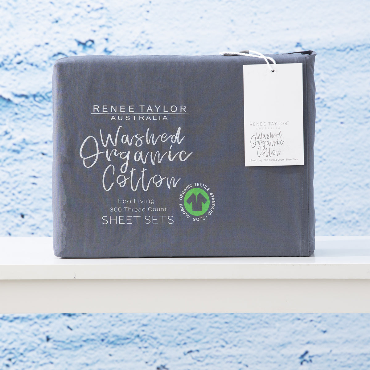Renee Taylor 300TC 100% Organic Cotton Sheet Sets Single Turbulence